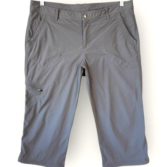 Eddie Bauer Travex Cargo Capri Active Pants Mid Rise Drawcord Hem Size 14 Gray - Picture 1 of 16